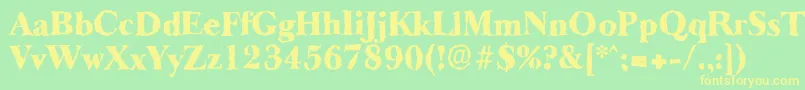 Шрифт BaskeroldrandomHeavyRegular – жёлтые шрифты на зелёном фоне
