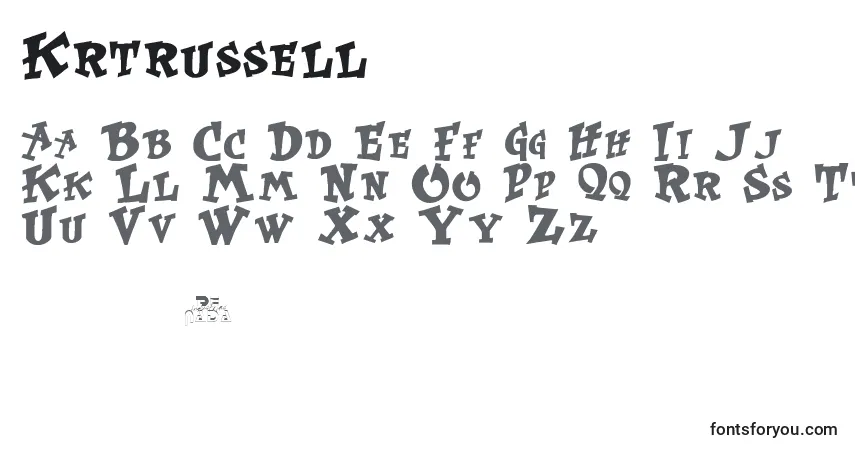 Schriftart Krtrussell – Alphabet, Zahlen, spezielle Symbole