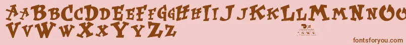Fonte Krtrussell – fontes marrons em um fundo rosa