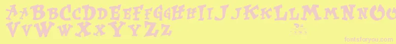 Krtrussell Font – Pink Fonts on Yellow Background