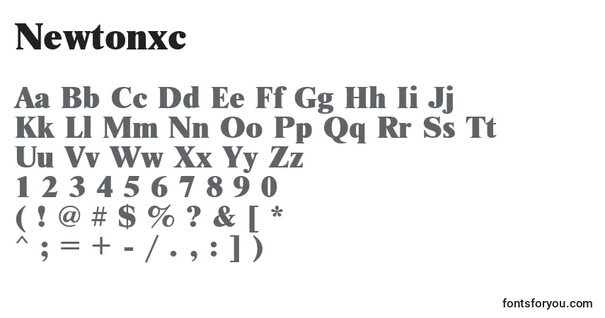 Schriftart Newtonxc – Alphabet, Zahlen, spezielle Symbole