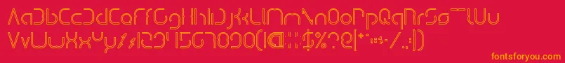 DismechaHollow-Schriftart – Orangefarbene Schriften auf rotem Hintergrund