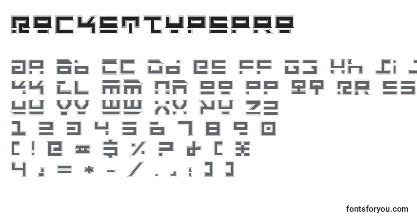 Schriftart RocketTypePro – Alphabet, Zahlen, spezielle Symbole