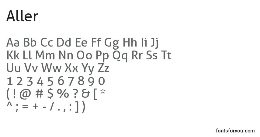 Шрифт Aller – алфавит, цифры, специальные символы