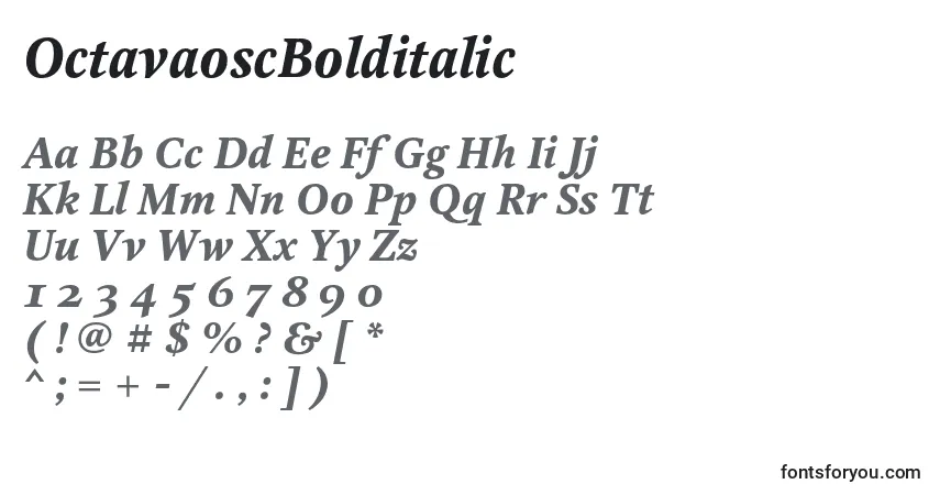 A fonte OctavaoscBolditalic – alfabeto, números, caracteres especiais