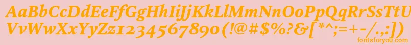 フォントOctavaoscBolditalic – オレンジの文字がピンクの背景にあります。