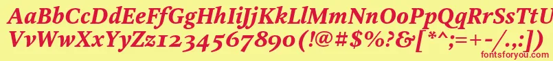 OctavaoscBolditalic-fontti – punaiset fontit keltaisella taustalla