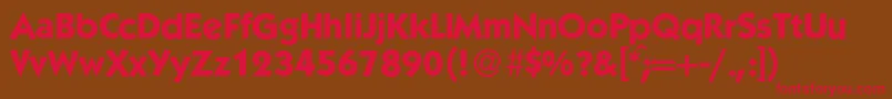 フォントK792GeometricalBold – 赤い文字が茶色の背景にあります。