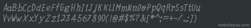 Шрифт QuickWritingBoldItalic – серые шрифты на чёрном фоне