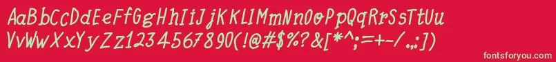 フォントQuickWritingBoldItalic – 赤い背景に緑の文字