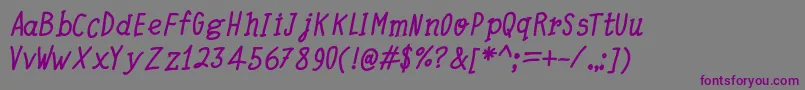 QuickWritingBoldItalic Font – Purple Fonts on Gray Background