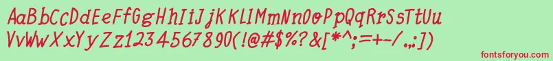 QuickWritingBoldItalic Font – Red Fonts on Green Background