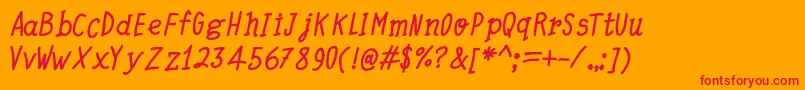 QuickWritingBoldItalic Font – Red Fonts on Orange Background