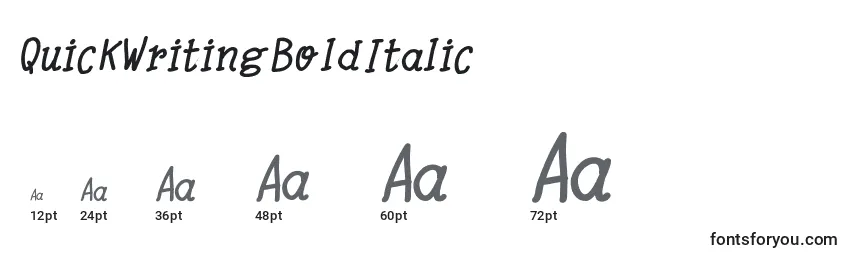 Größen der Schriftart QuickWritingBoldItalic