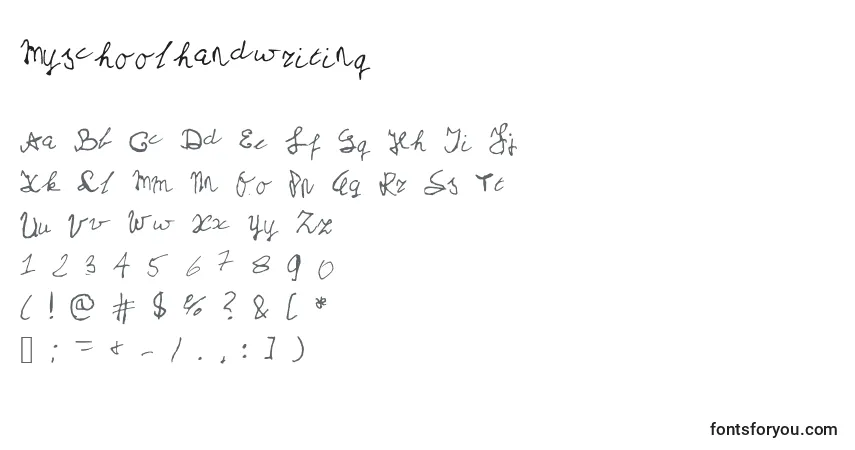 Myschoolhandwriting-fontti – aakkoset, numerot, erikoismerkit
