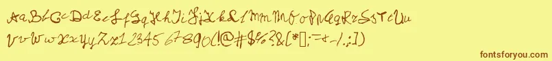 Fonte Myschoolhandwriting – fontes marrons em um fundo amarelo