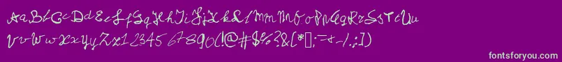 Myschoolhandwriting Font – Green Fonts on Purple Background