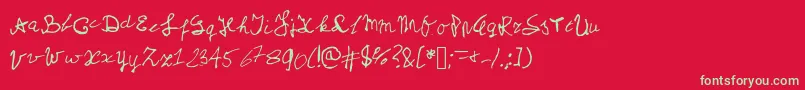 Myschoolhandwriting Font – Green Fonts on Red Background