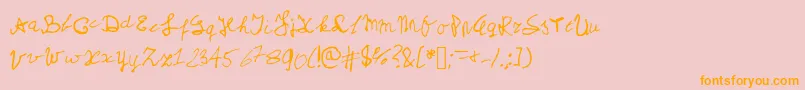 Myschoolhandwriting-Schriftart – Orangefarbene Schriften auf rosa Hintergrund