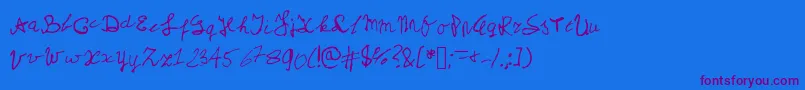 Fonte Myschoolhandwriting – fontes roxas em um fundo azul