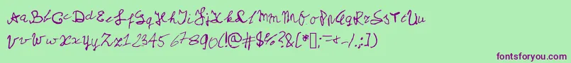 Myschoolhandwriting Font – Purple Fonts on Green Background