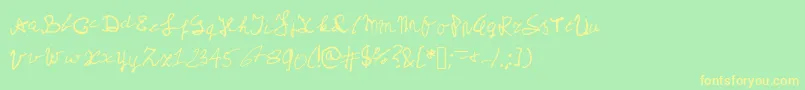 Fonte Myschoolhandwriting – fontes amarelas em um fundo verde