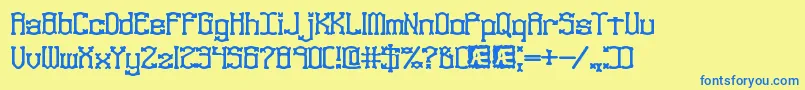 Czcionka NaughtsBrk – niebieskie czcionki na żółtym tle