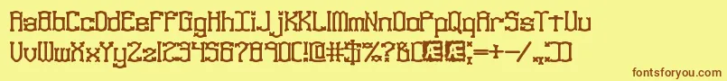 Więcej informacji o czcionce NaughtsBrk Czcionka NaughtsBrk – brązowe czcionki na żółtym tle
