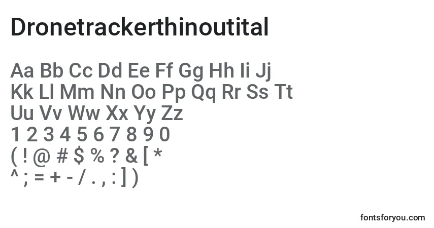 Шрифт Dronetrackerthinoutital – алфавит, цифры, специальные символы