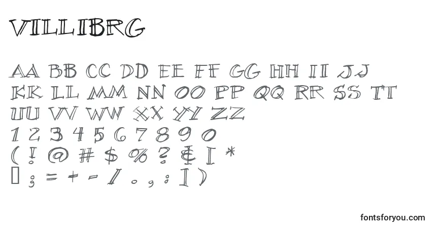 Шрифт Villibrg – алфавит, цифры, специальные символы