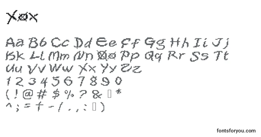 Czcionka Xox – alfabet, cyfry, specjalne znaki