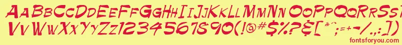 Tapics Font – Red Fonts on Yellow Background