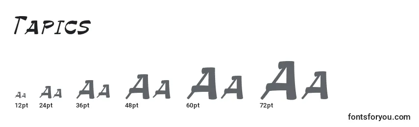 Größen der Schriftart Tapics