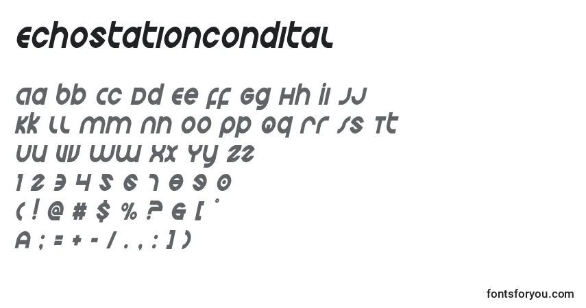 Schriftart Echostationcondital – Alphabet, Zahlen, spezielle Symbole