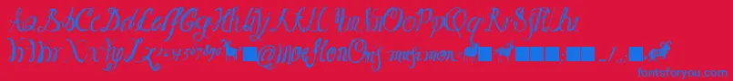 Moeflon01 Font – Blue Fonts on Red Background