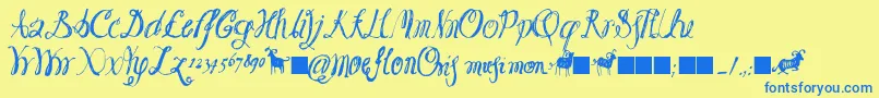 Moeflon01 Font – Blue Fonts on Yellow Background