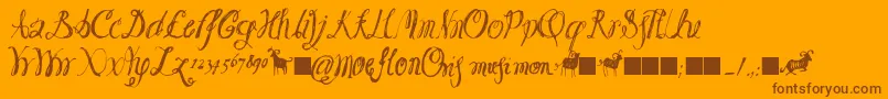 Moeflon01-Schriftart – Braune Schriften auf orangefarbenem Hintergrund