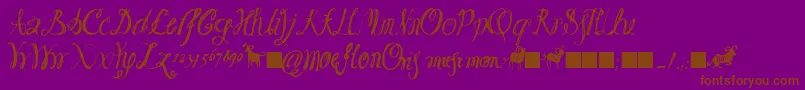 Moeflon01-Schriftart – Braune Schriften auf violettem Hintergrund