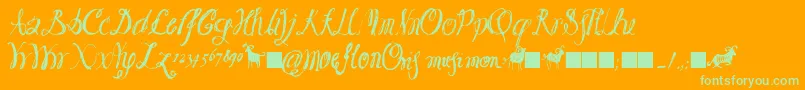 Moeflon01 Font – Green Fonts on Orange Background