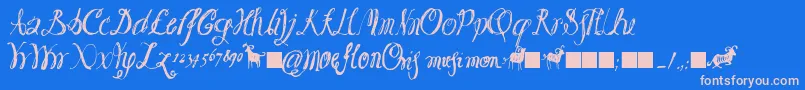 Moeflon01 Font – Pink Fonts on Blue Background