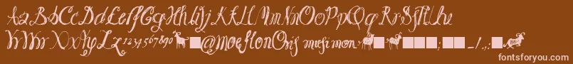 Moeflon01 Font – Pink Fonts on Brown Background