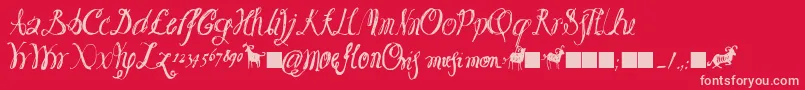 Moeflon01 Font – Pink Fonts on Red Background