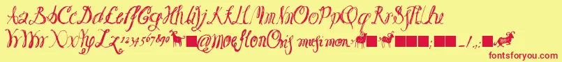 Fonte Moeflon01 – fontes vermelhas em um fundo amarelo