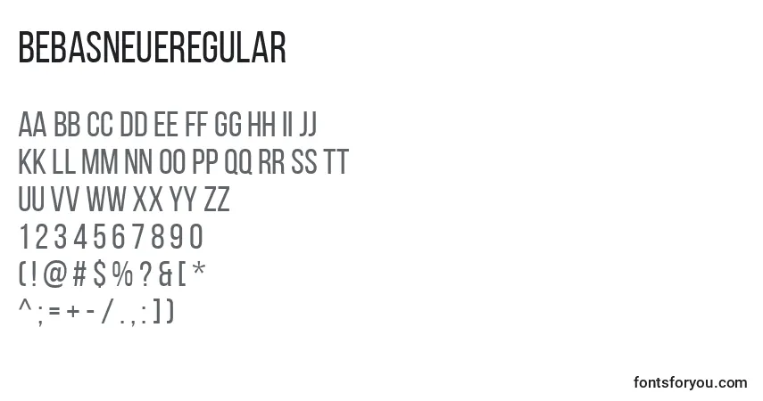 A fonte BebasNeueRegular (97316) – alfabeto, números, caracteres especiais