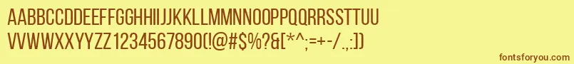 フォントBebasNeueRegular – 茶色の文字が黄色の背景にあります。