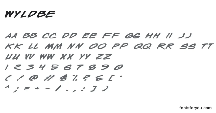 A fonte Wyldbe – alfabeto, números, caracteres especiais