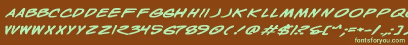 フォントWyldbe – 緑色の文字が茶色の背景にあります。