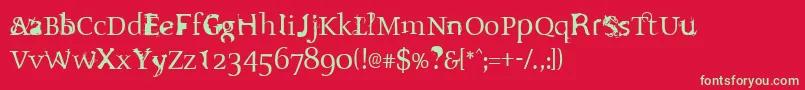 Sloth Font – Green Fonts on Red Background