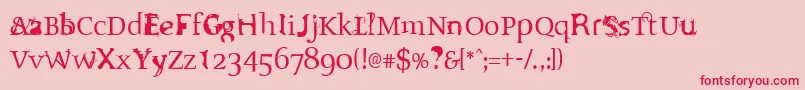 Sloth Font – Red Fonts on Pink Background