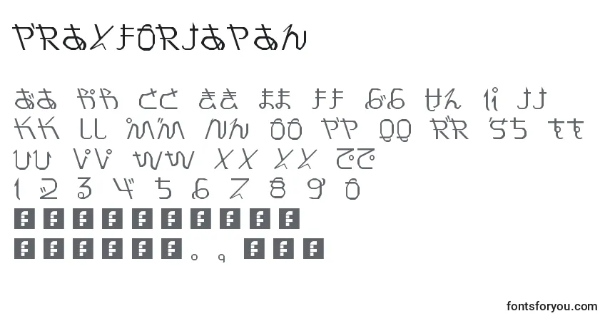 Czcionka PrayForJapan (97319) – alfabet, cyfry, specjalne znaki